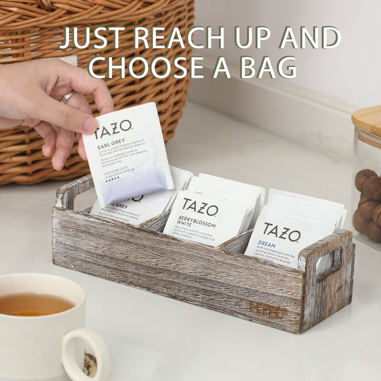 Htb Slim Tea Bag Organizer 2pcs, 3 Compartments Tea Box Wooden With